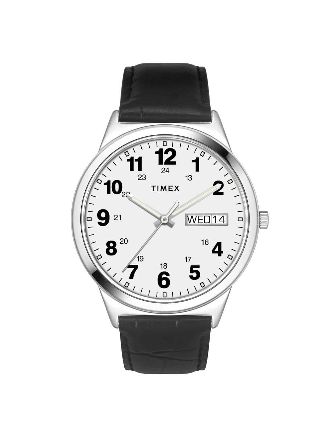 TIMEX Classics Analog Watch for Man with White Round Dial & Black Leather Strap Band Water Resistant Men's Wrist Watches - TWTG10000