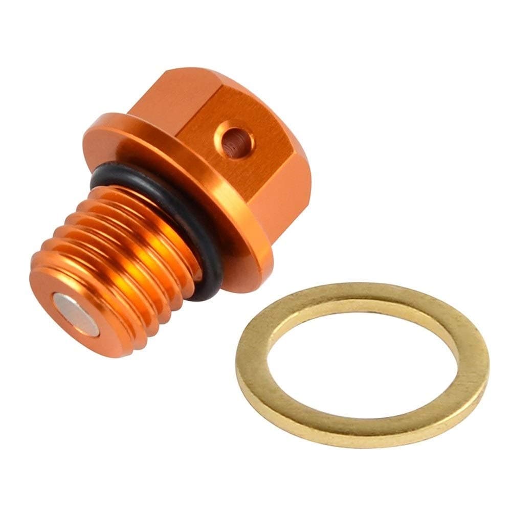 Premium M12xP1.5 CNC Magnetic Engine Oil Drain Bolt Plug for KOTOM 150 200 250 300 350 400 450 500 525 530 SX SXF EXC XC XCW XCF Perfect replacement (Color : Orange)