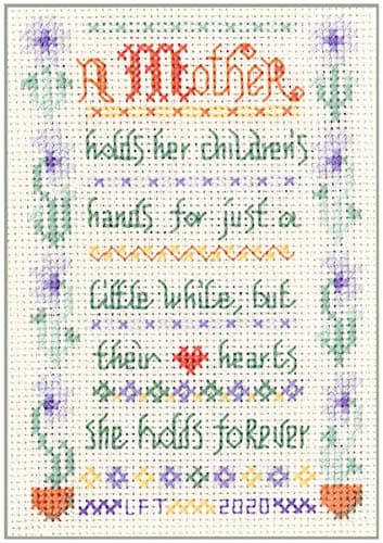 Lifetime Samplers Mini Mother's Day Sampler - Complete Cross Stitch kit on 14 aida with Clear Colour Chart