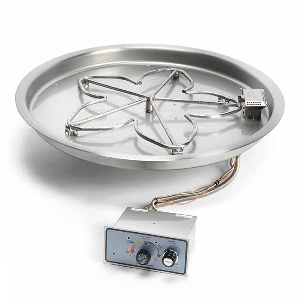 HPC Fire Push Button Flame Sensing Fire Pit Burner Kit (PENTA31FPPK-FLEX-LP), 31-Inch Bowl Pan, Propane Gas, UL Listed
