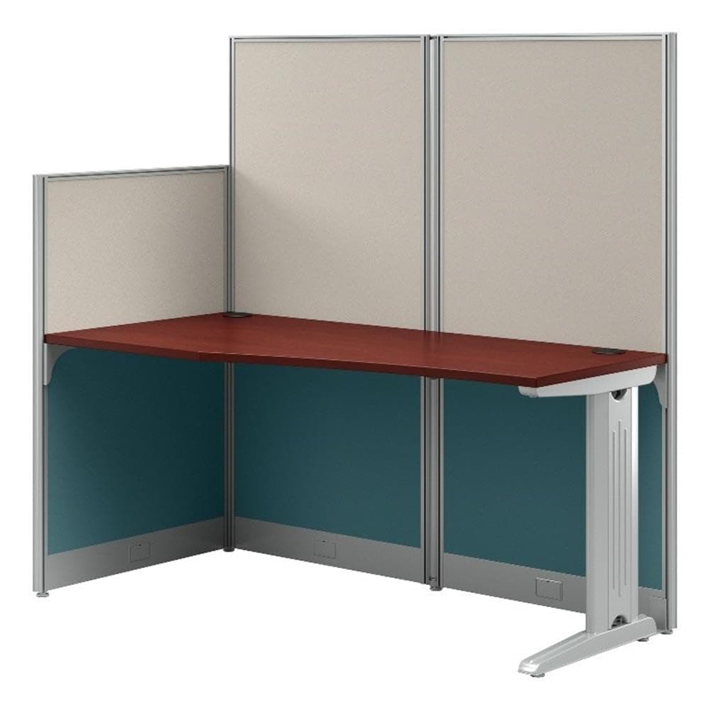 Bush Business Furniture Office in an Hour 65W x 33D Straight Cubicle Desk in Hansen Cherry, Modern Computer Table with Privacy Panels for Commercial Workspace
