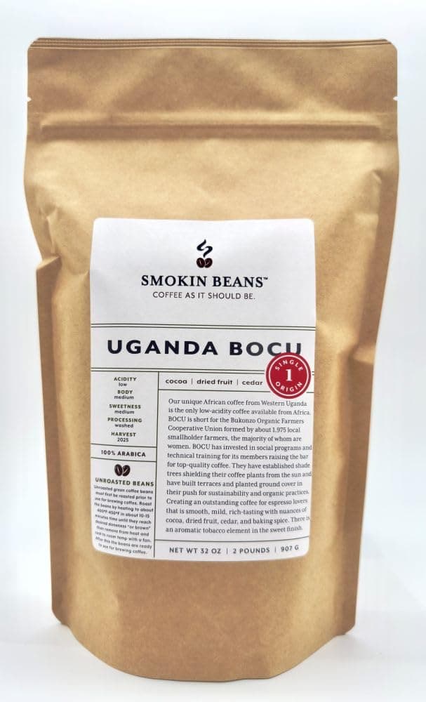 2-Pound Uganda Aa, Unroasted Green Arabica Coffee Beans, Fresh Current Crop Specialty Grade, Roast the Beans Yourself at Home on Your Roasting Equipment Prior to Using for Brewing Coffee