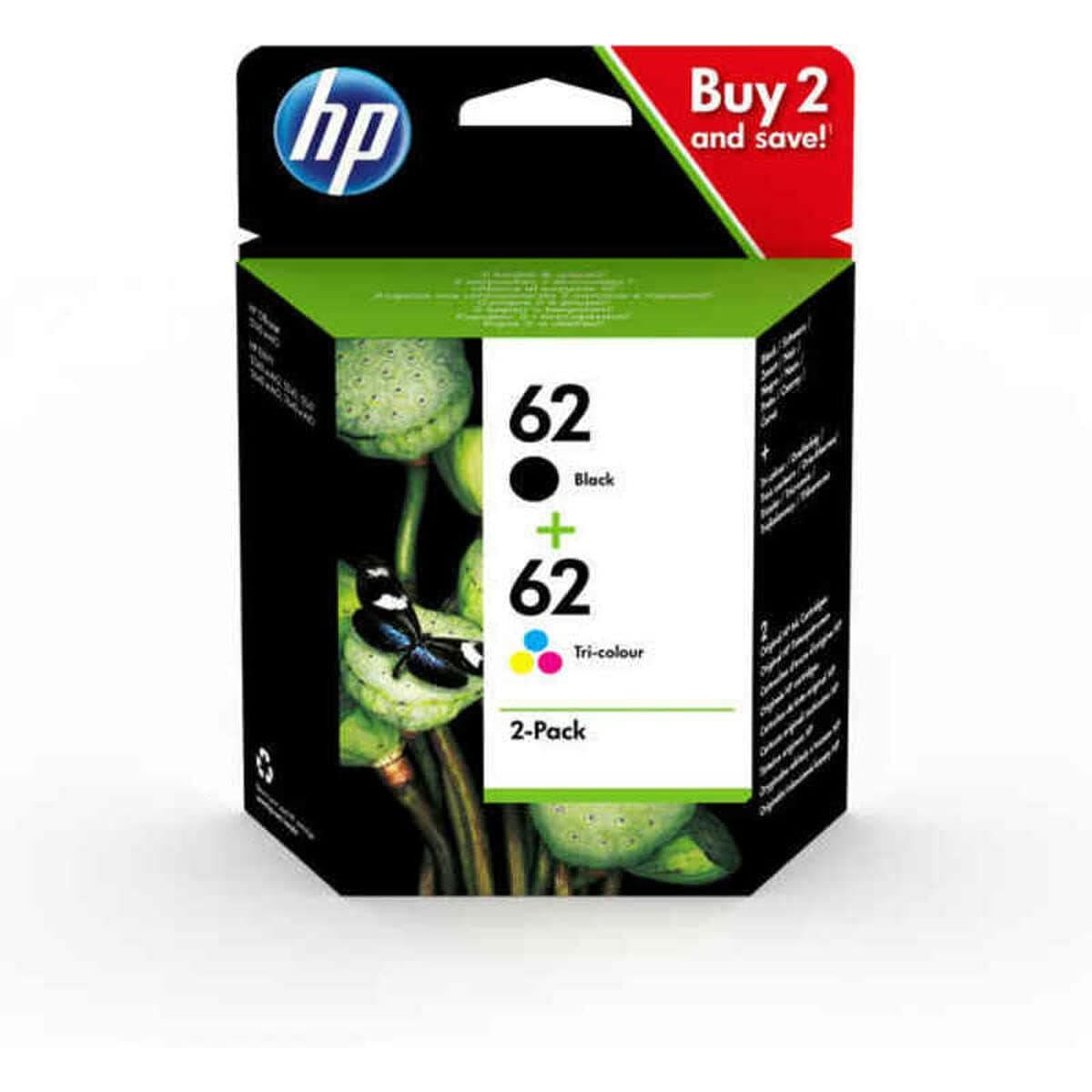 N9J71AE 62 Original Ink Cartridges, Black and Tri-color, Multipack, 2 Count (Pack of 1)