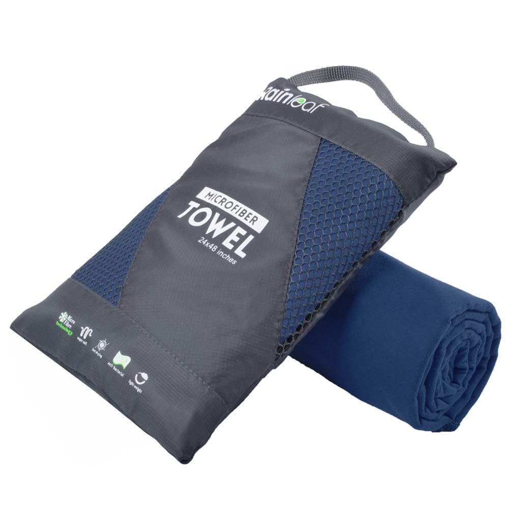 Rainleaf Microfiber Towel Perfect Travel & Gym & Camping Towel. Quick Dry - Ultra Absorbent - Ultra Compact - Light Weight. Perfect for Travel, Beach, Shower, Backpacking, Pool