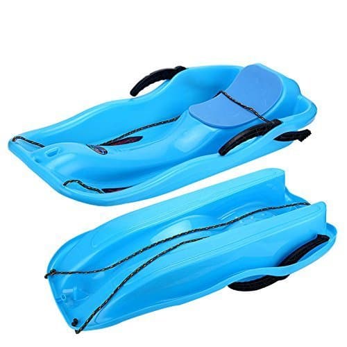 CaliFun Snow Sled Boat Sledge Toboggan Glider with Brakes Downhill Sprinter Winter Toboggan, 34" L x 16" W, Blue