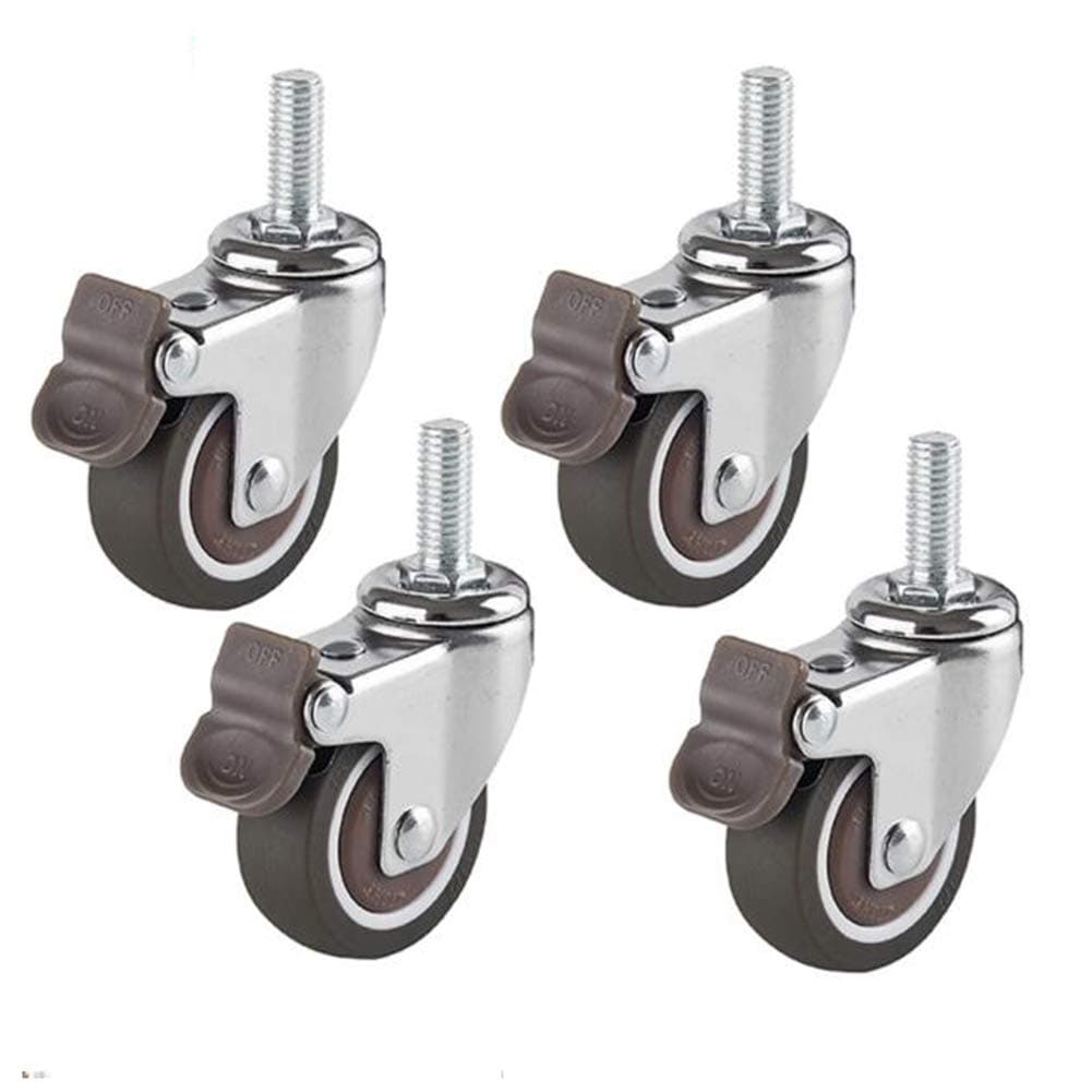 4-piece swivel caster wheels / 50mm heavy duty threaded rod rubber wheel/industrial wheel/crib suitcase with brakes furniture change wheel (screw connection: M8*20mm)