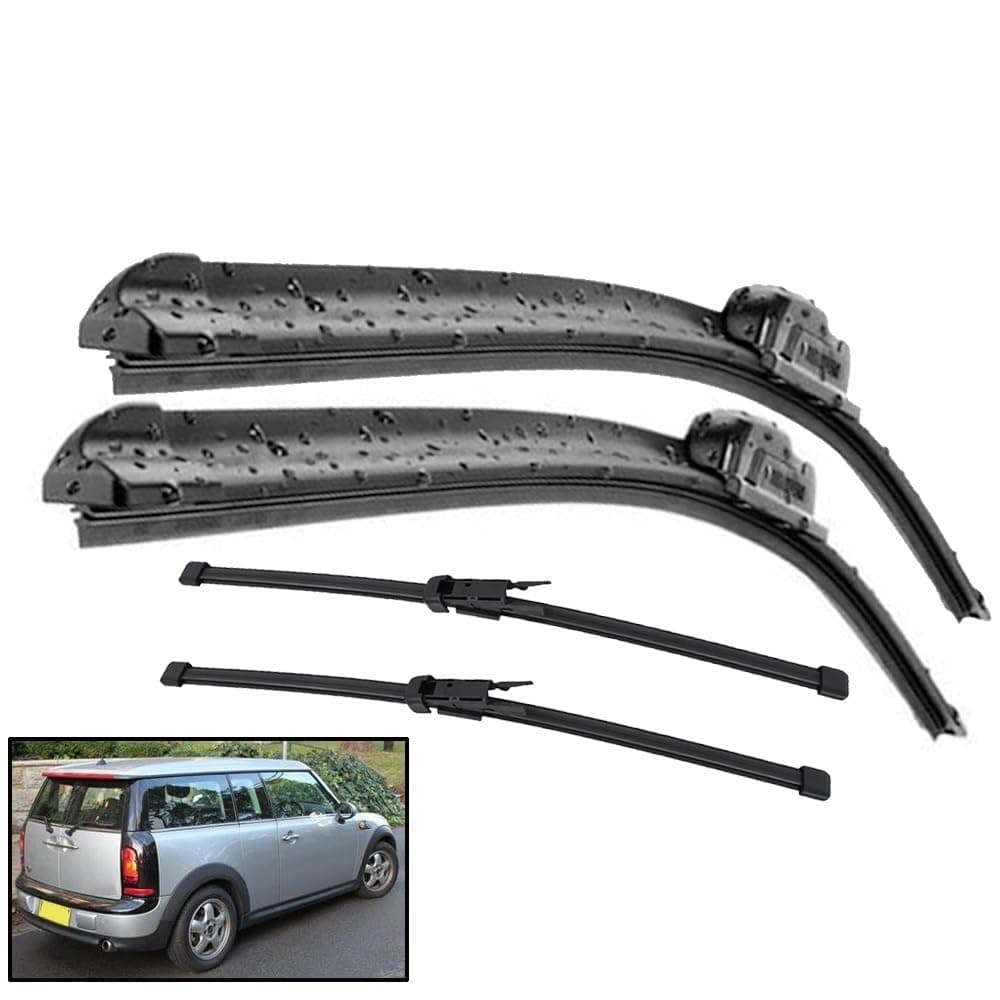 4pcs Wiper Front & Rear Wiper Blades Set Kit Compatible with Mini Clubman R55 2007-2012 Windshield Windscreen Window Brush 19"18"12"12"