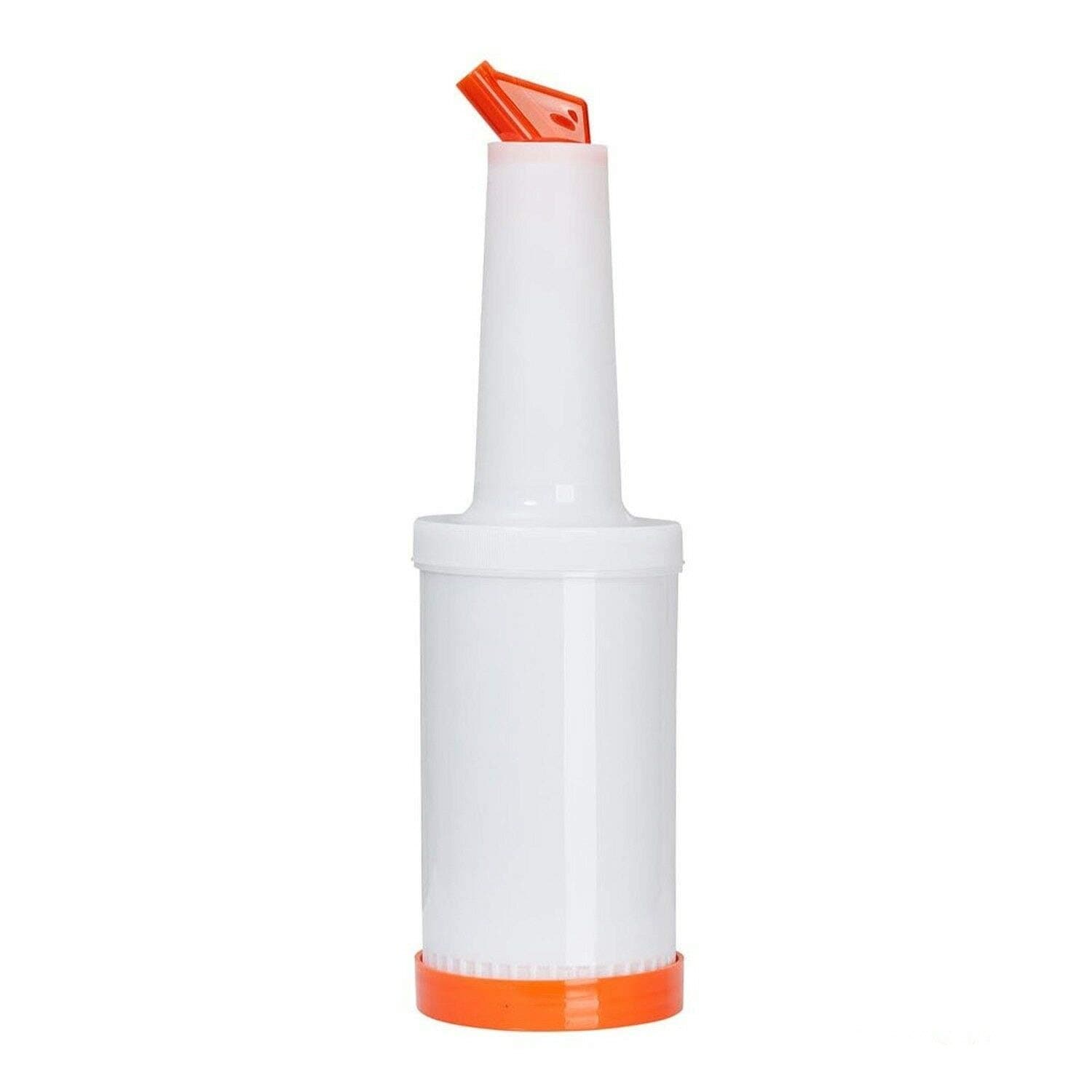 (6-PCS-1Qt) Orange Store N Pour Spout Bottle Containers Flow-N-Stow Fruit Juice & Liquor Bar Pour Bottles 1 Quart