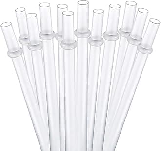 Dakoufish BPA Free 12 Piece 9 Inch Reusable Plastic Thick Drinking Straws for Mason Jar Yeti Rambler Plain Color（9inch，White）