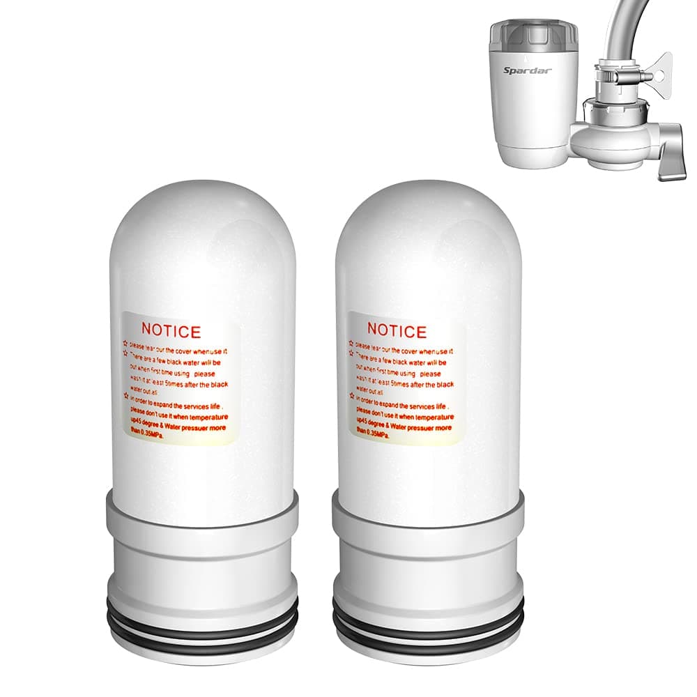 Spardar Faucet Water Filter Filtration System with Ultra Adsorptive Material- Fits SBD07 Standard Faucets (2 Pack)