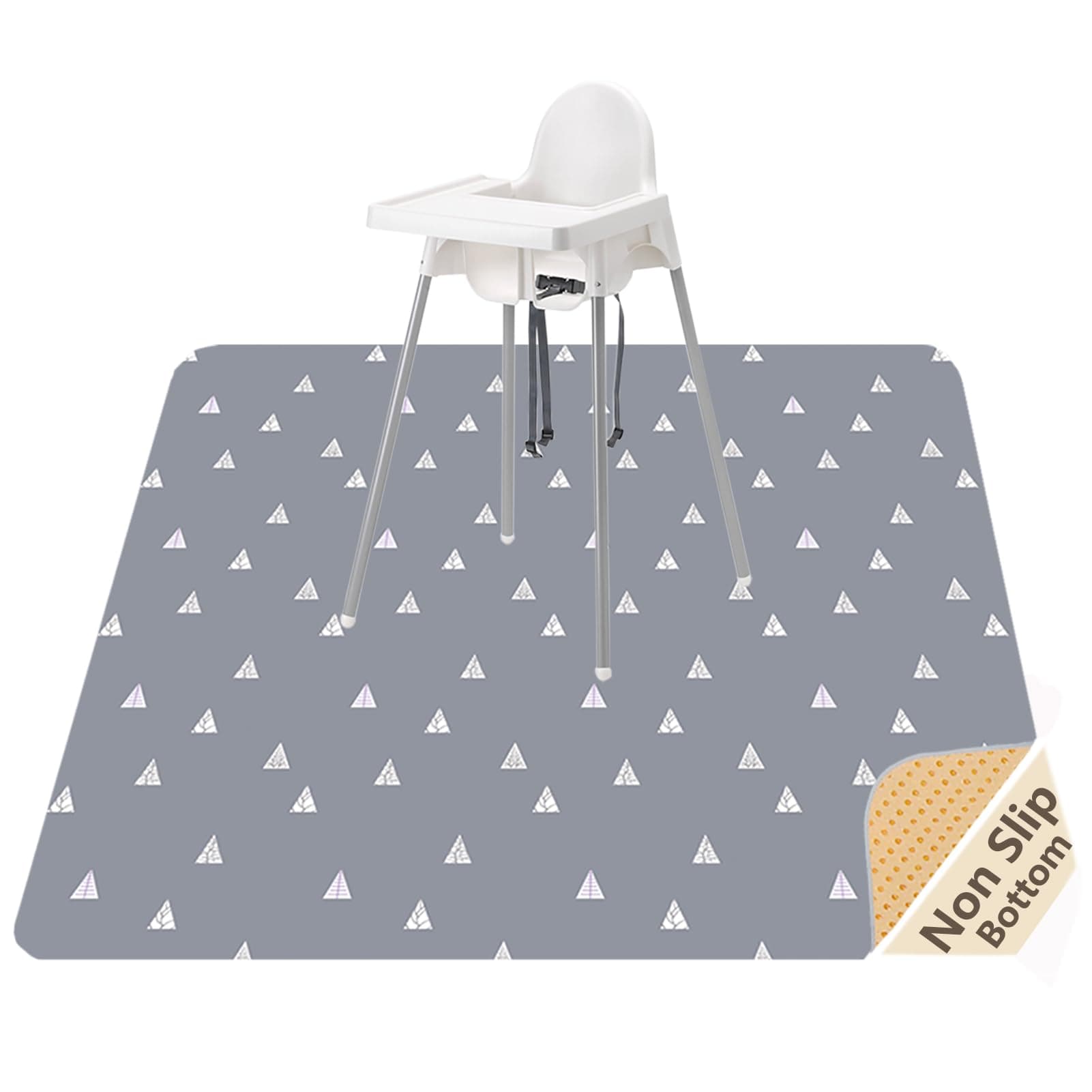 51” Baby Splat Mat for Under High Chair/Arts/Crafts, WOMUMON Washable Waterproof Anti-Slip Floor Splash Mat, Portable Wipeable Spill Mat and Table Cloth