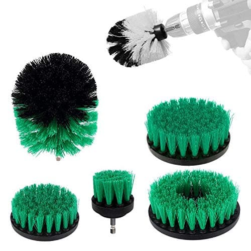 Drill Brush 360 Attachments 3Pcs/Set Medium- All Purpose Cleaner Scrubbing Brushes for Bathroom Surface, Grout, Tub, Shower, Kitchen, Auto,Boat,RV #DZS (Green, 5pcs)