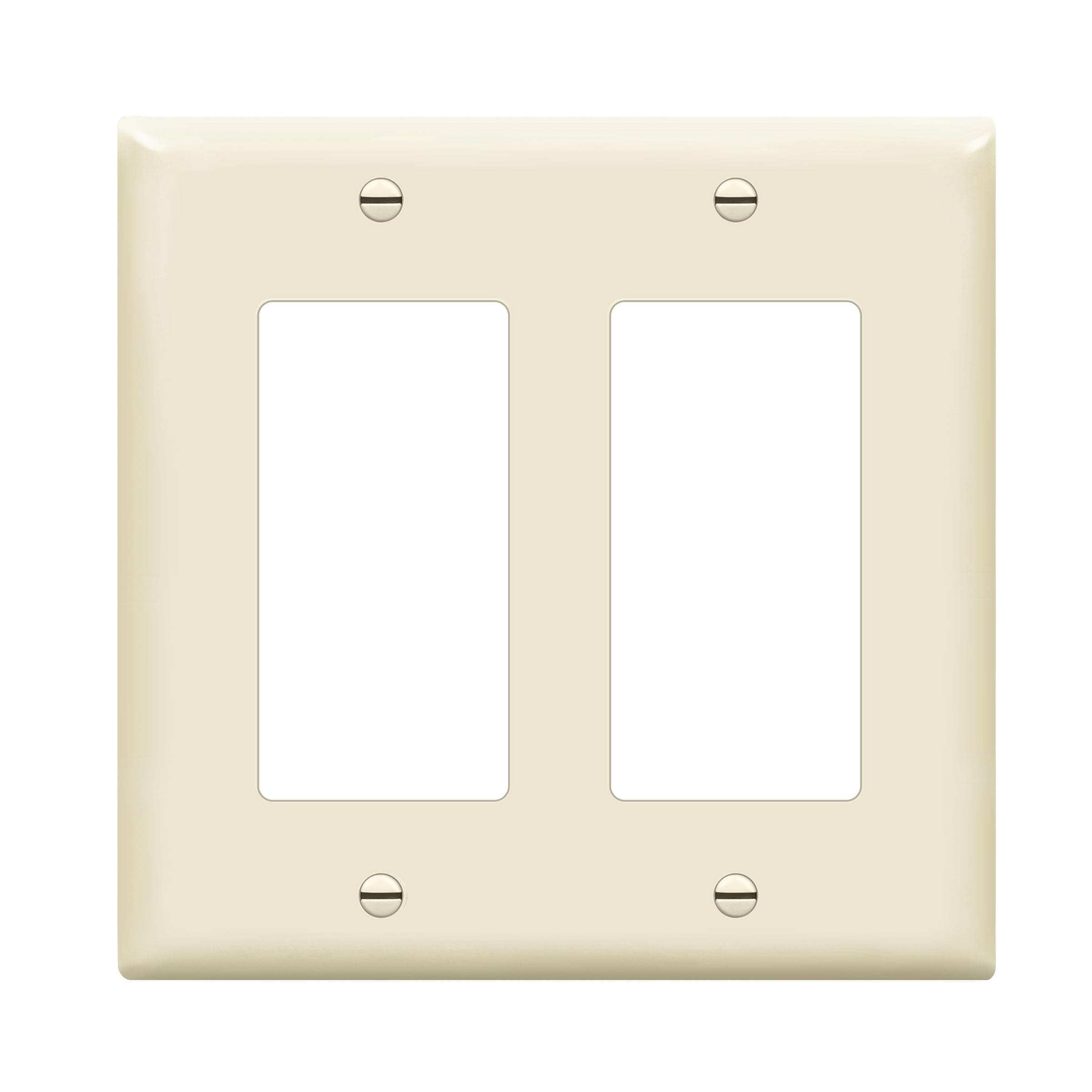 Enerlites 8832-LA 2-Gang Decorator/GFCI Rocker Wall Plate, Standard Size, Unbreakable Polycarbonate, Light Almond