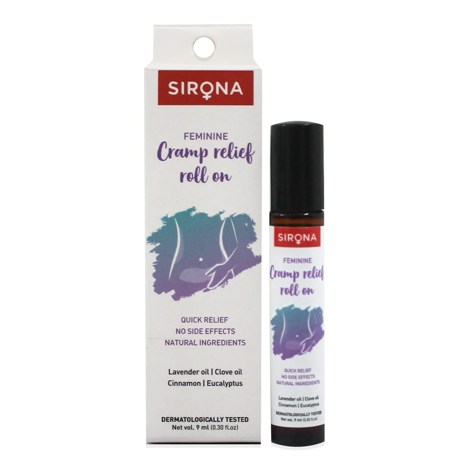 Sirona Menstrual Cramp Relief Oil, Roll On for Women - 9 ml |100% Natural Period Pain Reliever | Cramp Comfort and Easy to Use