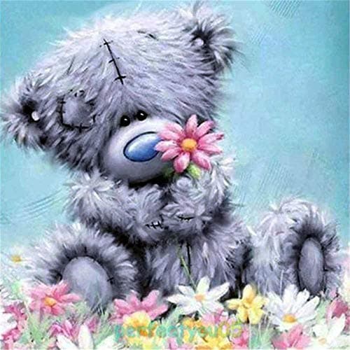 Better Selection5D DIY Diamond Art by Number Kits, Little Flower Teddy Bear Doll Full Drill Diamond Gem Art Kits for Adults Crystal Rhinestone Embroidery Painting for Beginner 11.8x11.8 inch