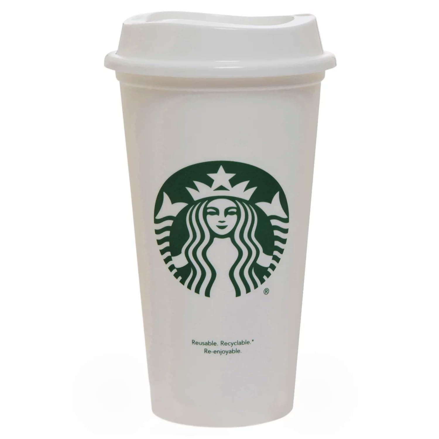 White Reusable Travel Mug/Cup/Tumbler Grande Medium, 16oz 473ml