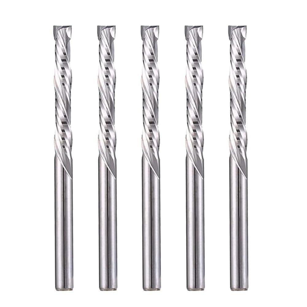 3.175x22mm UP &Down Cut Two Flutes Spiral Carbide Mill Tool Cutters for CNC Router Compression Wood Bits Pack of 5