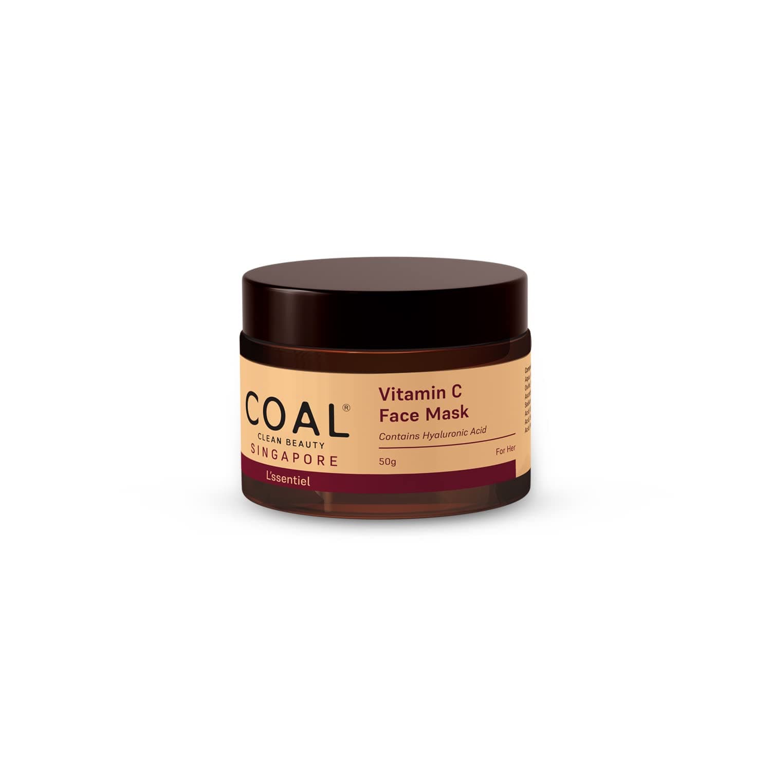 COAL CLEAN BEAUTY Vitamin C Face Mask | Hyaluronic Acid, Mango Extract, Ginger Extract, Xanthan Gum | Cleans Pores, Glowing & Brightening Skin | Women | All Skin Types, 50 g (Pack of 1), White