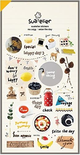 SUATELIER Happy Day PVC Sticker, 2 Sheets, #01039