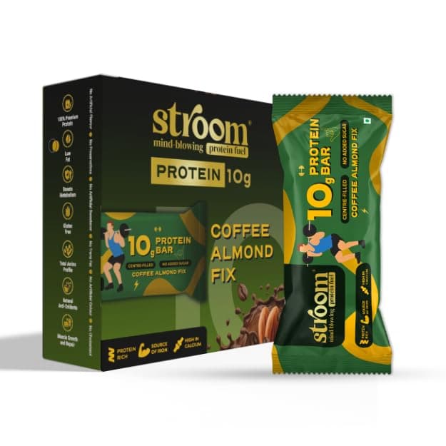 STROOM Asia's First Centre Filled Protein Bars | 10g Protein (6 Bars, 45 Grams Each) | Coffee Almond Fix | Protein Bars Muscle Growth & Repair | Fibre Rich | No Added Sugar