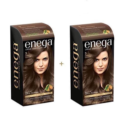 enega Cream Hair Color (100 ml Each) with Argan Oil and Tea, Dark Brown (Pack of 2)