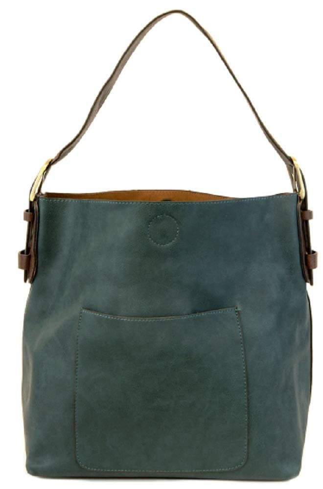 Joy Susan Classic Hobo Handbag (Dark Teal Brown Handle)
