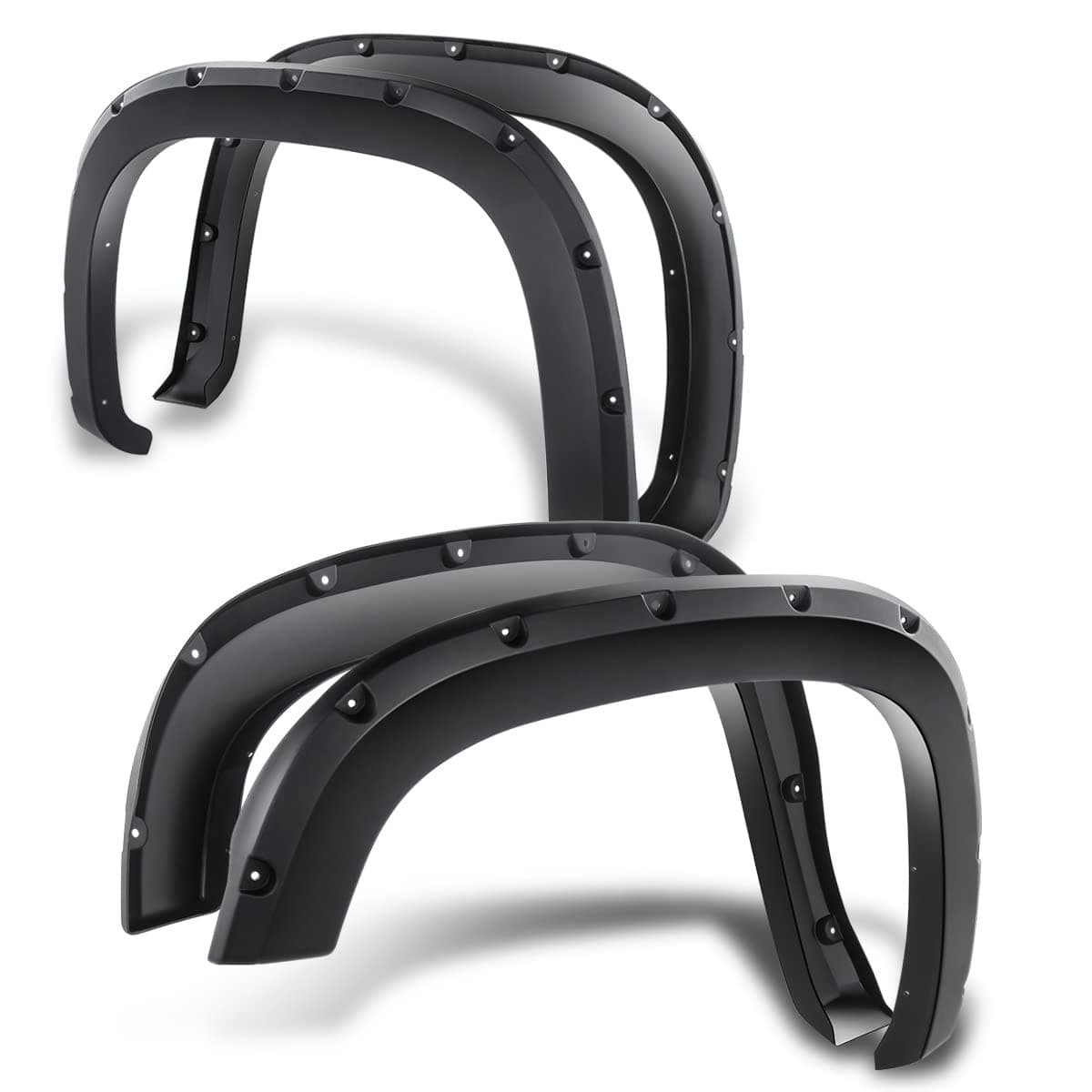 DNA MOTORING WF-81021-MBK Printable Pocket-Riveted Wheel Fender Flares Compatible with 07-13 Sierra 1500/07-14 Sierra 2500HD & 3500HD 97.6" 78.7" 78" Fleetside Bed, Matte Black