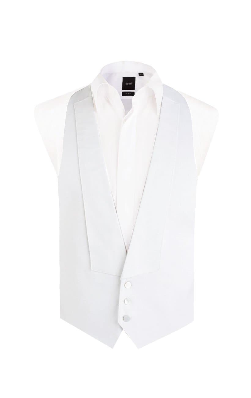 Dobell Mens White Marcella Waistcoat Regular Fit 100% Pique Cotton Backless White Tie Evening