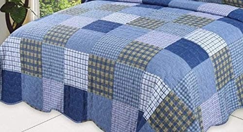 Set, Cotton Rich, Prewashed, Preshrunk; as Bedspread, Bedcover, Coverlet, Bed Throw Spreads Twin Size Bedspreads, Summer Quilts, Lightweight Summer Bedspreads Twin Size Quilt