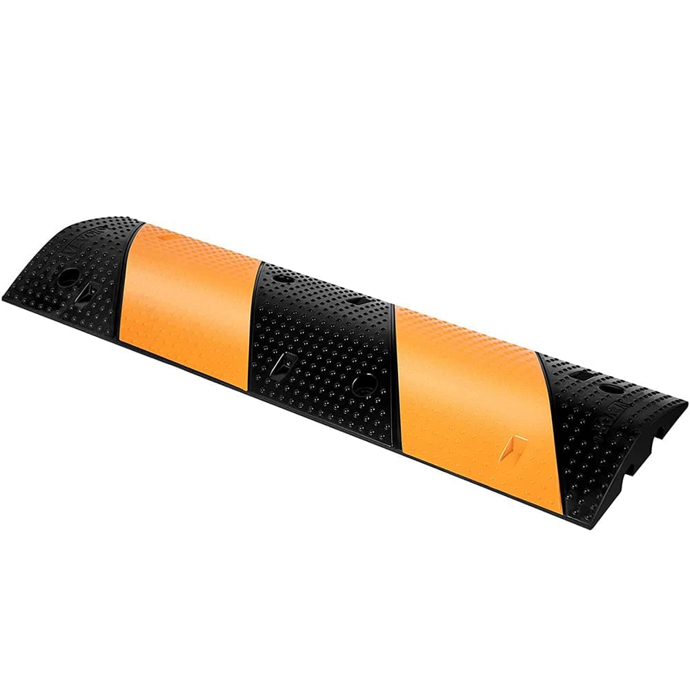 couplet Channel Cable Protector Ramp, Heavy Duty Speed Bumps, Rubber Speed Bumps with 2 Channel, for Garage Gravel Roads Asphalt Concrete