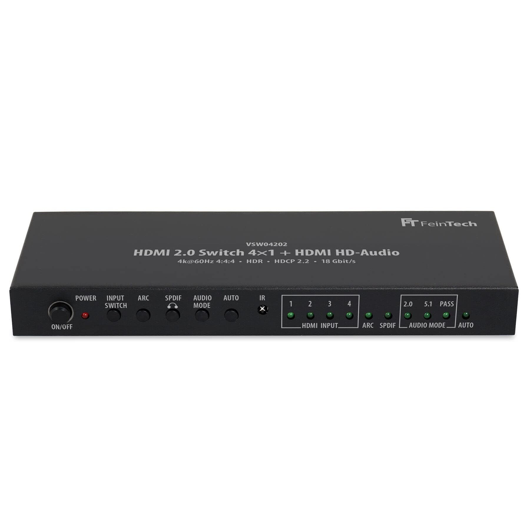 VSW04202 HDMI 2.0 Switch 4x1 HD Audio Extractor 7.1 Dolby Atmos 4K 60Hz HDR CEC