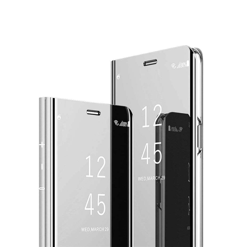 MRSTER Samsung A70 Case, Mirror Design Clear View Flip Bookstyle Luxury Protecter Shell With Kickstand Case Cover for Samsung Galaxy A70. Flip Mirror: Silver