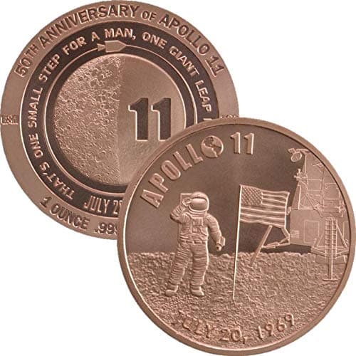 1 oz .999 Pure Copper Round/Challenge Coin (Apollo 11 50th Anniversary)