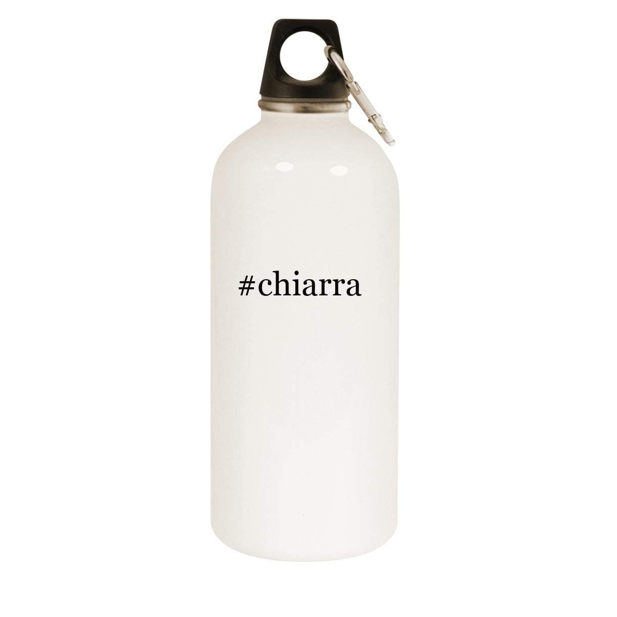 #chiarra - 20oz Hashtag Stainless Steel White Water Bottle with Carabiner, White