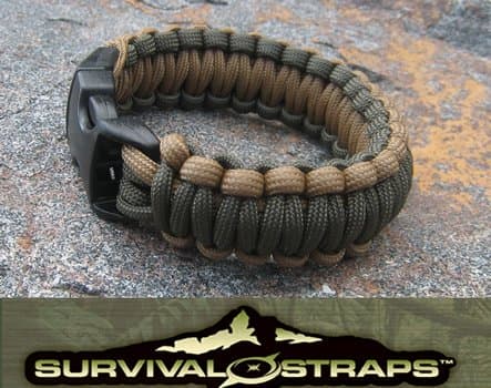 Large, Coyote/Olive Drab Genuine Survival Straps Brand Parachute Cord Bracelet