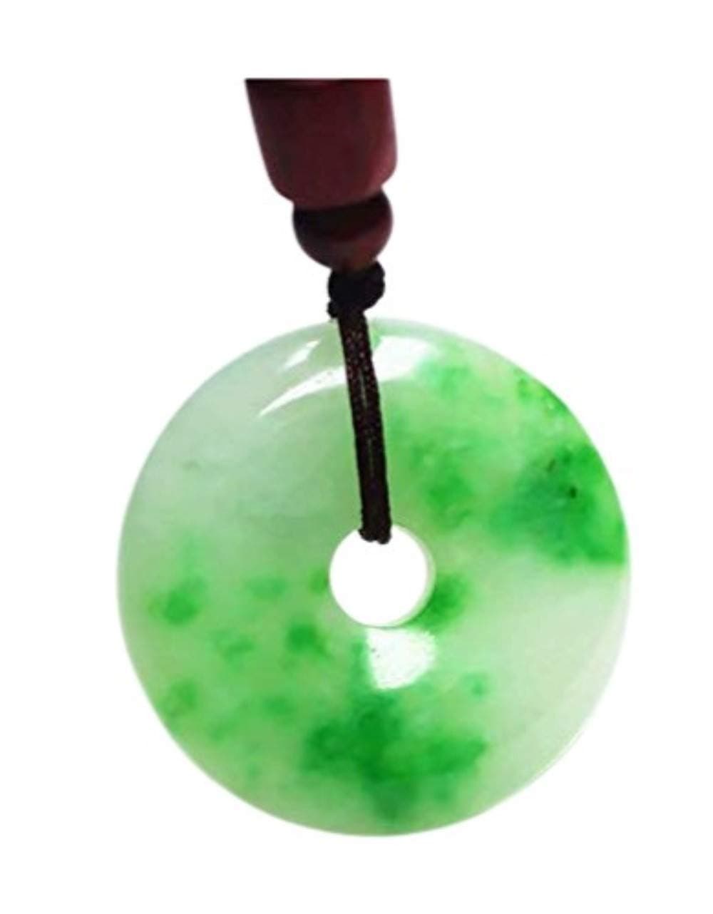 Natural Green Jade Hand-Carved Lucky Jade Pendant Rope Necklace 35mm