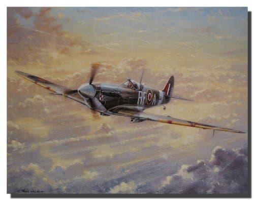 Spitfire Painting Military Airplane Aviation Wall Decor Art Print Poster (16x20)