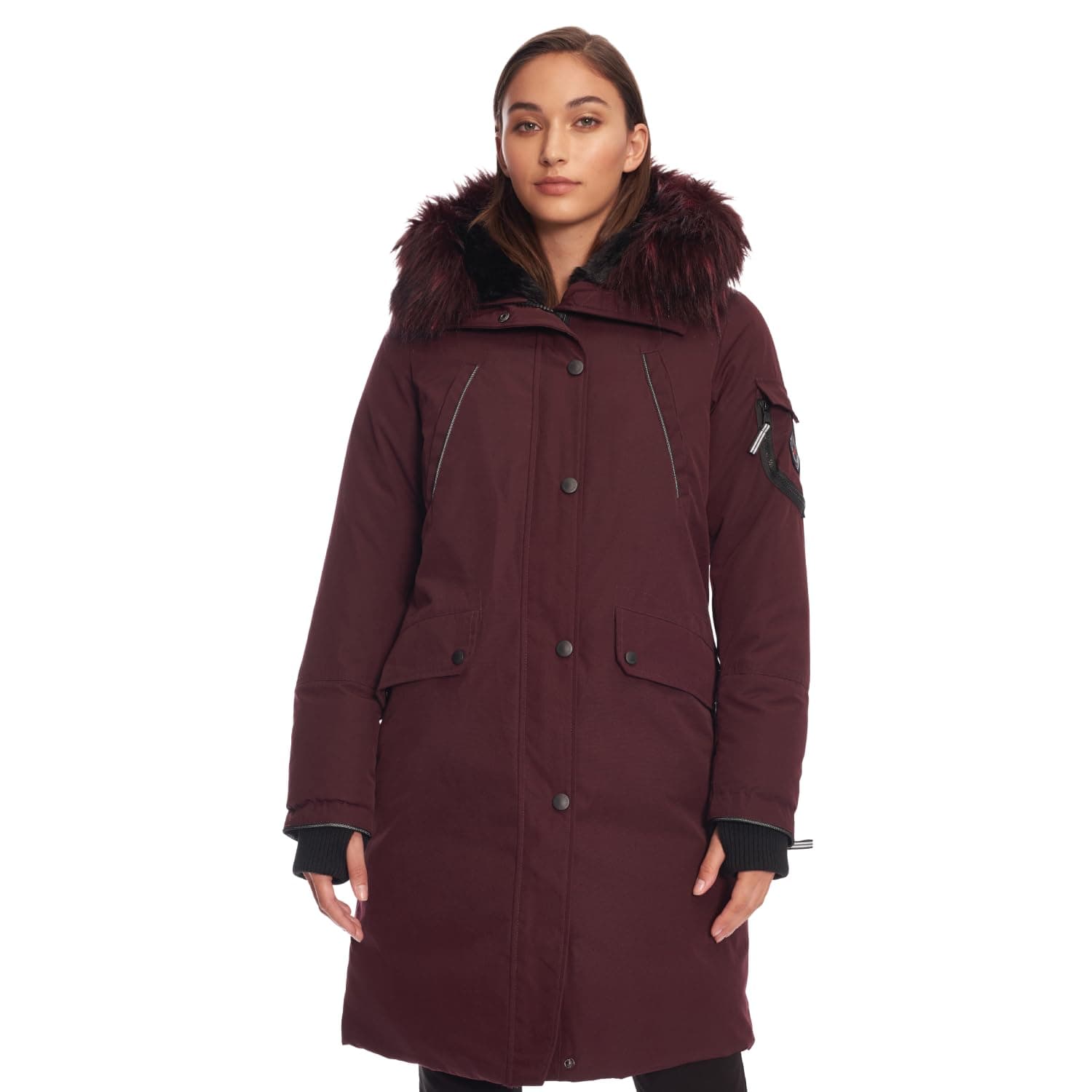 ALPINE NORTH Laurentian Women’s Vegan Down Long Parka Jacket with Faux Fur Hood