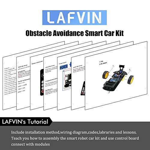 LAFVIN Smart Robot Car 2WD Chassis Kit with Ultrasonic Module R3 Board, Remote Compatible with Arduino IDE DIY Robotics Kit for Kids, Students, Educators, Ages 12+