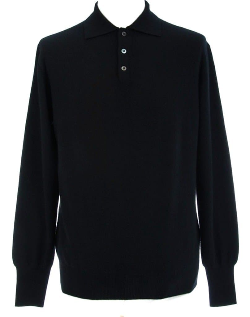 Men's Polo Cashmere Sweater with 3-Button