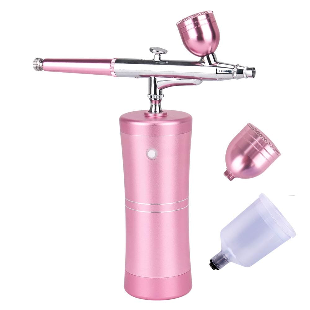 Airbrush Kit, Titoe Portable Handheld Mini Airbrush Compressor Set Kit with Air Brush Spray Gun for Makeup, Cake Decoration, Model Coloring, Manicure, Tattoo, Art Drawing (Pink)