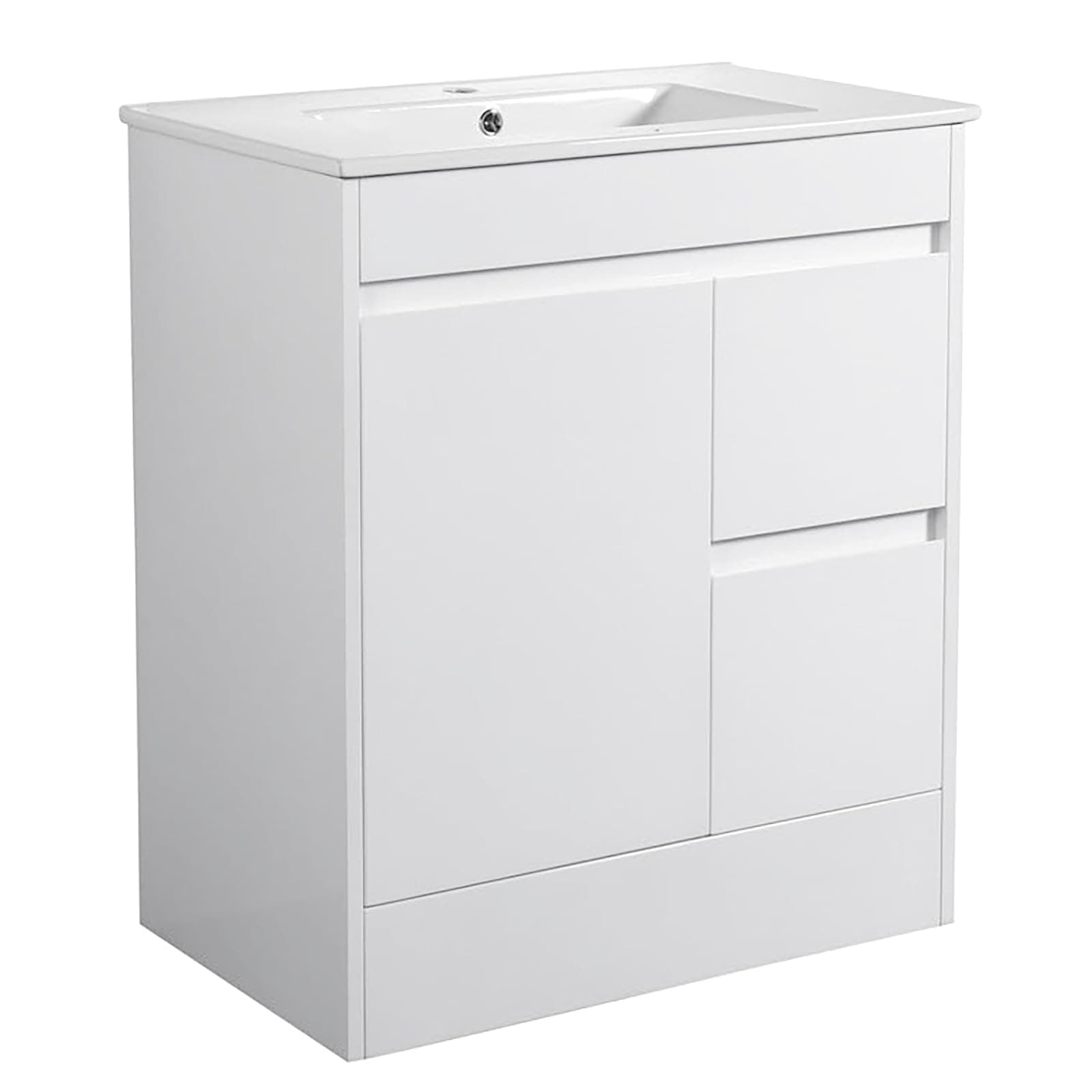Sorrento Bathrooms 750mm Bathroom Vanity Unit with Basin Sink, Freestanding Bathroom Storage Cabinets Waterproof Cupboard White Ceramic Sink 2 Drawers Floorstanding Cabinet Basin Vanity Units