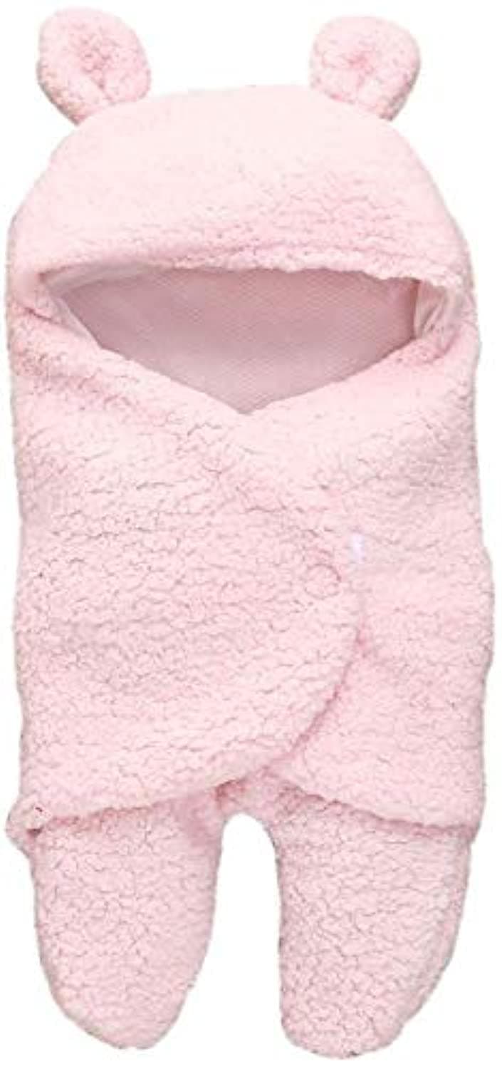 Cotton Plush Swaddle Warm Sleep Sack Stroller Receiving Blanket Wrap for Baby Photography Props Bath Towel (Pink)