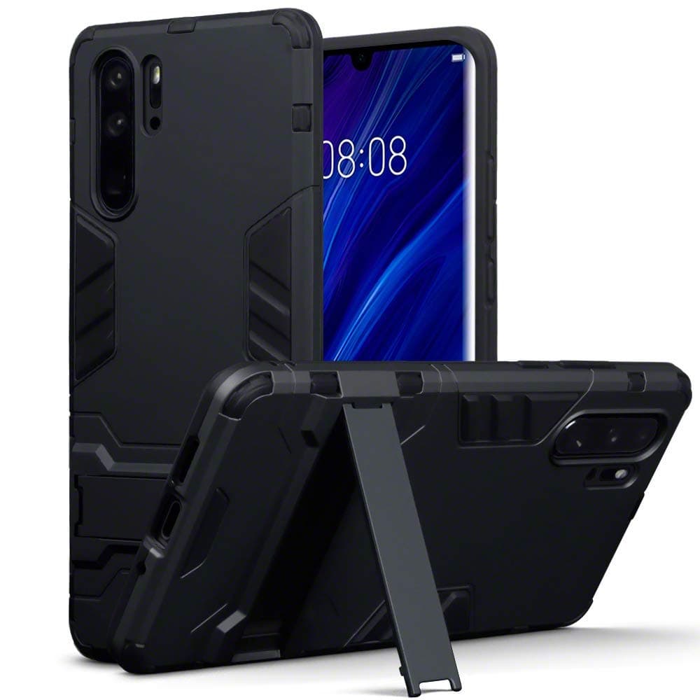 TARKAN Hybrid Shockproof ArmorSeries Kickstand Protective Back Case Cover for Huawei P30 Pro (Black)