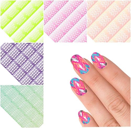PoshVinyls Vinyl Nail Stencil guides pack A-410 Nail art manicure kit Chevron