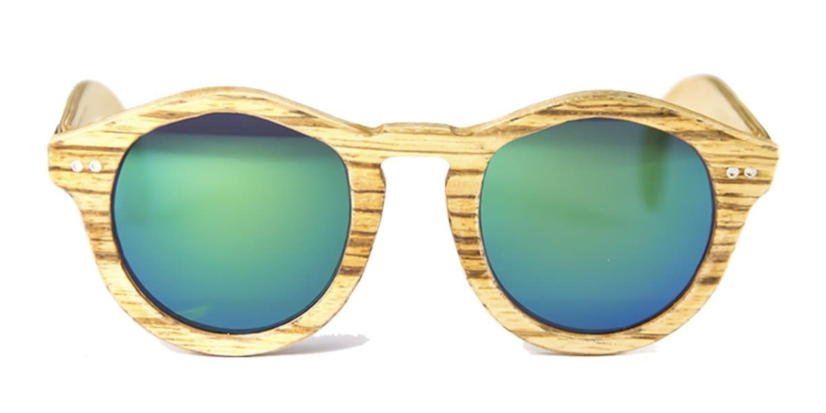 Sunglasses wooden"forest zebrano" green mirror lens of Feler (cebruno, verde)