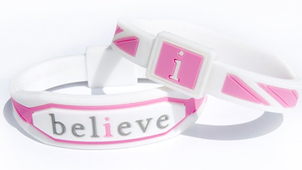 Believe Bracelet Silicone White & Pink (Medium 7.5 Inches)