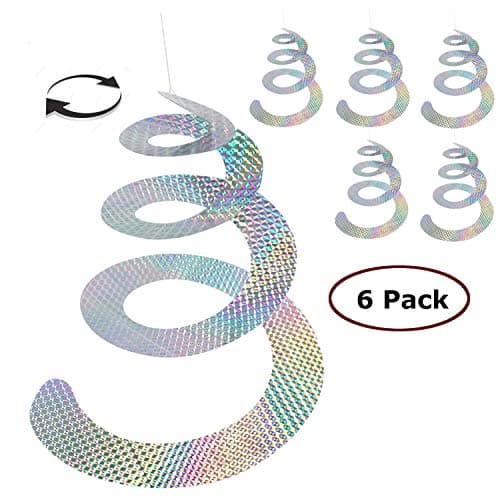 Outward Solutions Scare Birds Away 6 Pack Spiral Bird Deterrent and Repellent Product - Scare Rod or Disk Alternative - Specialized Spinning Hanger