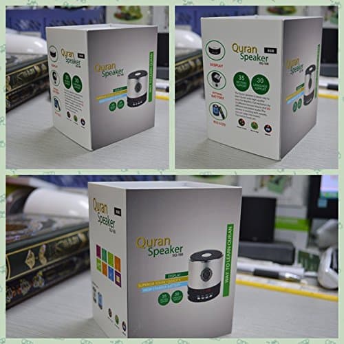 Quran Speaker –Arabic English Mp3 Audio Digital Display 8gb Hd Quality Speaker with Remote Control -35 Recitations of Famous Imams and 30 Different Translations and Tafseer- Best Way to Listen, Learn and Understand Quran. Rechargeable Battery for Indoor & Outdoor Use