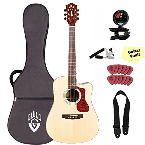Guild D-150CE Cutaway Acoustic-Electric Guitar with Case and Accessory Pack, Natural
